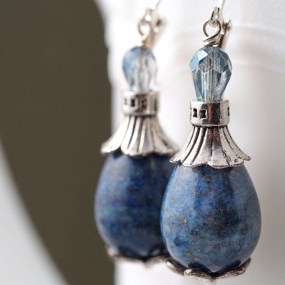 Lapis Lazuli Teardrop Earrings - Picture 1 of 1